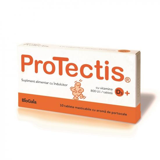 Protectis cu vitamina D3 si aroma de prtocale, 800 UI, 10 tablete, BioGaia